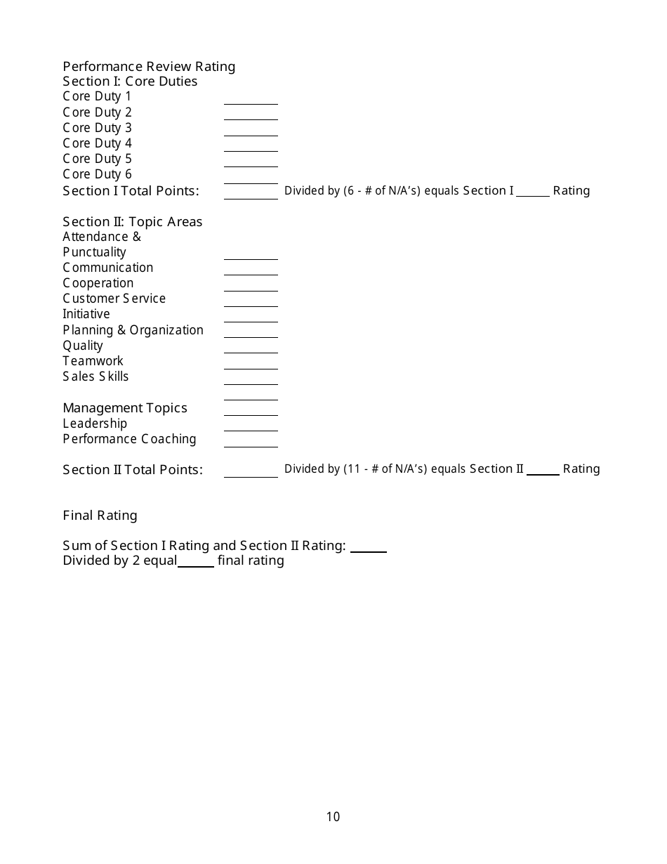 Performance Appraisal Template, Page 10