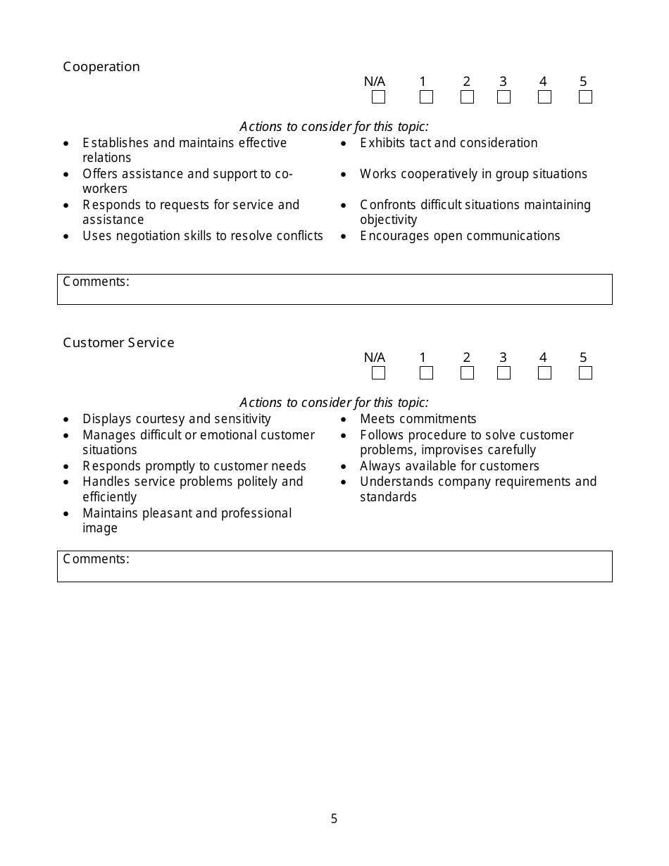 Performance Appraisal Template, Page 5