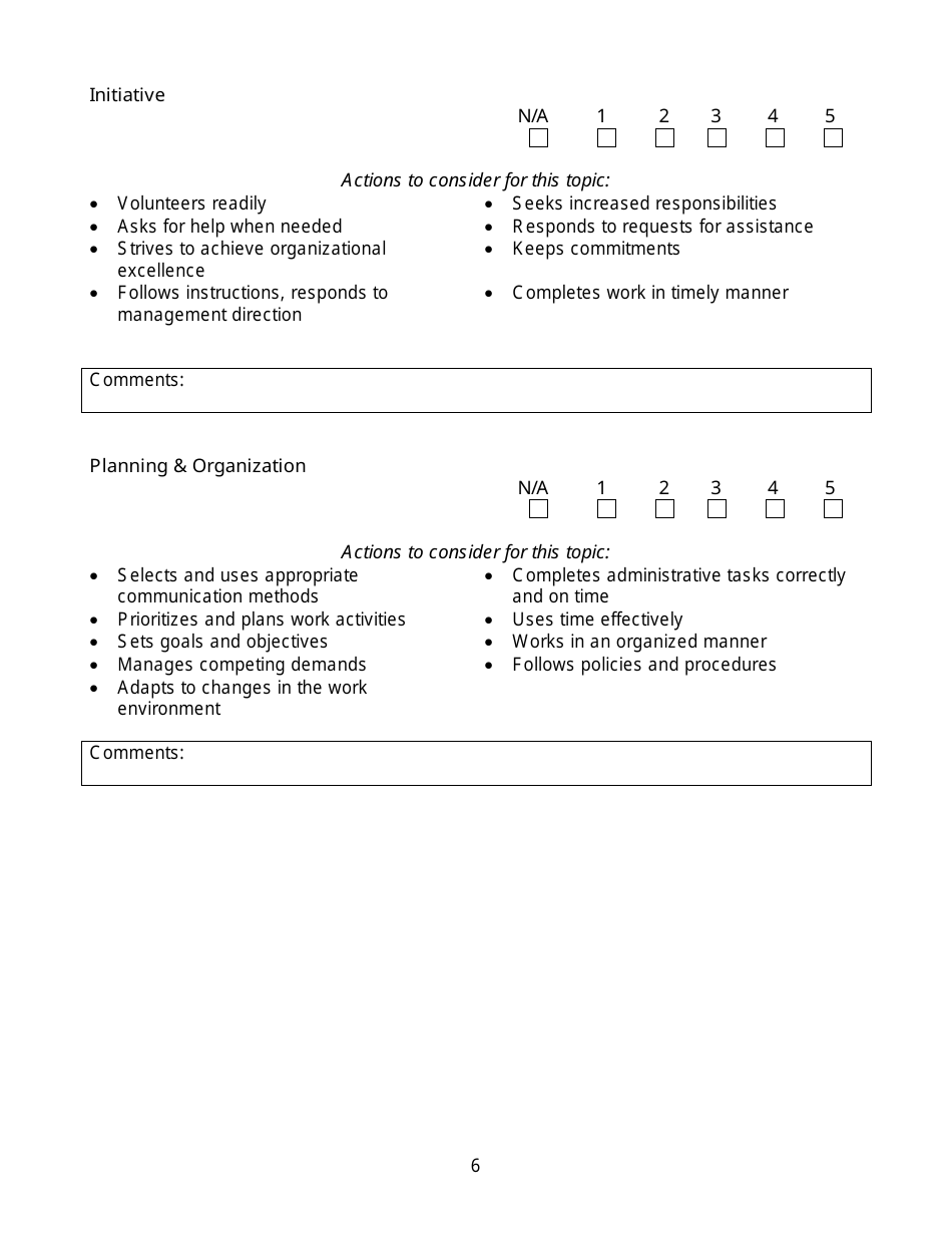 Performance Appraisal Template, Page 6
