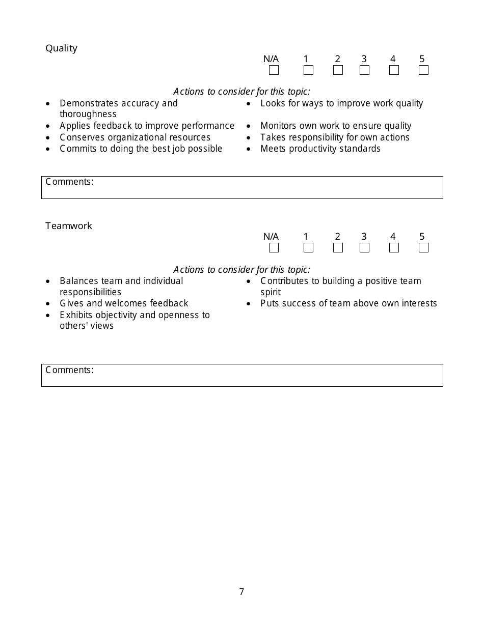 Performance Appraisal Template, Page 7