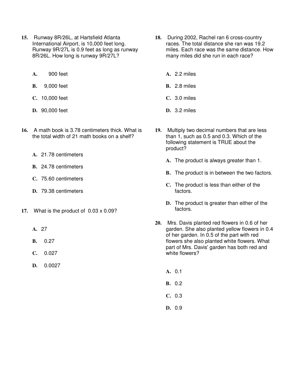 Multiplying Decimals Word Problems Worksheet With Answer Key, Page 3