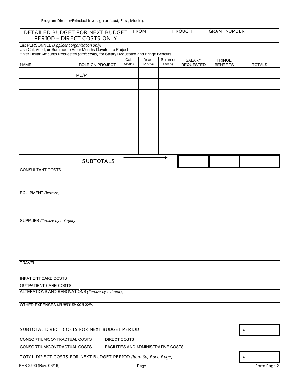 Form PHS2590 Grant Progress Report, Page 3