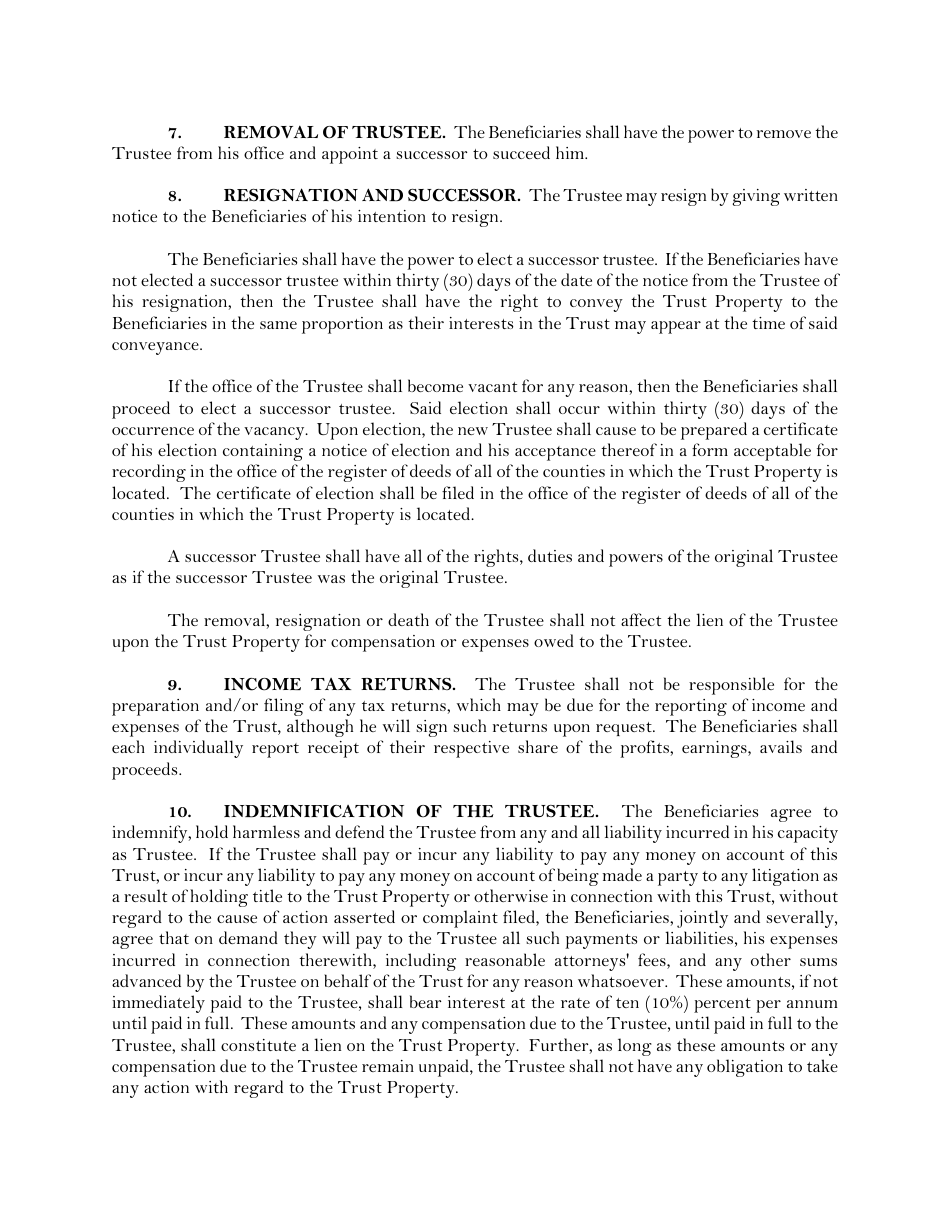 Land Trust Agreement Template - Massachusetts, Page 3