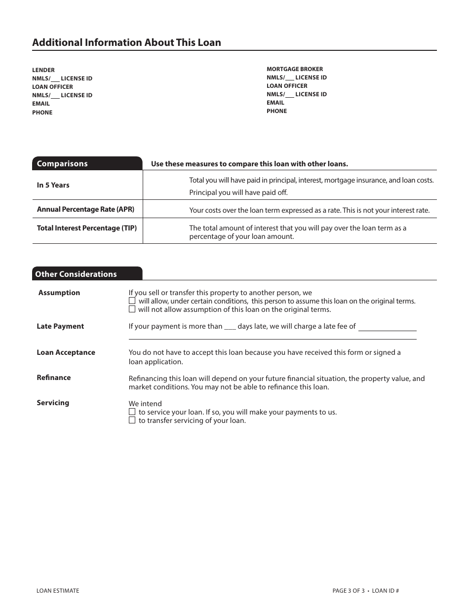 Loan Estimate Form, Page 10