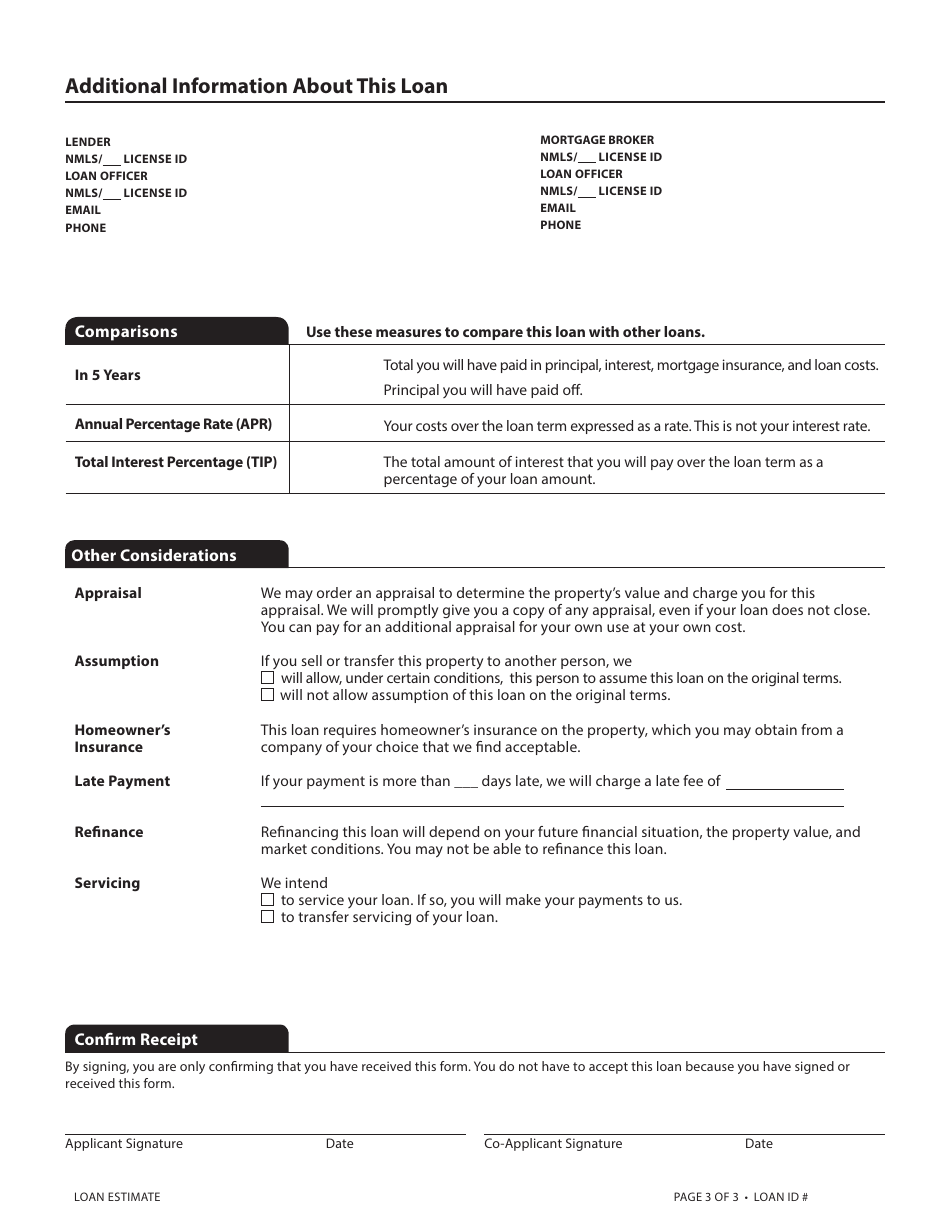 Loan Estimate Form, Page 7