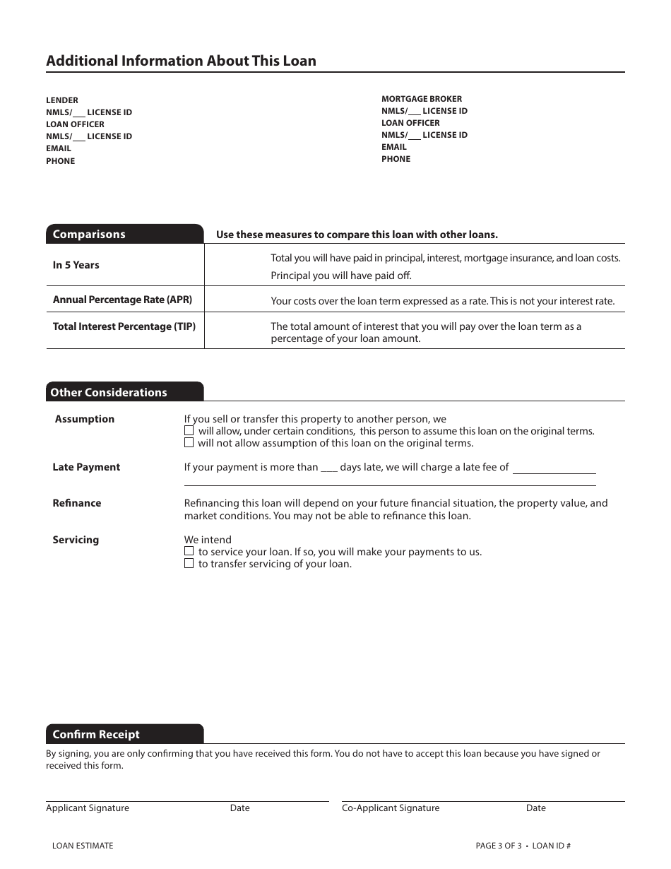 Loan Estimate Form, Page 9