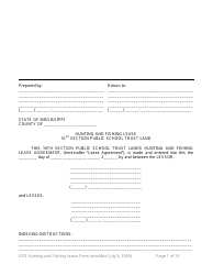 Hunting and Fishing Lease Form - 16th Section Public School Trust Land - Mississippi