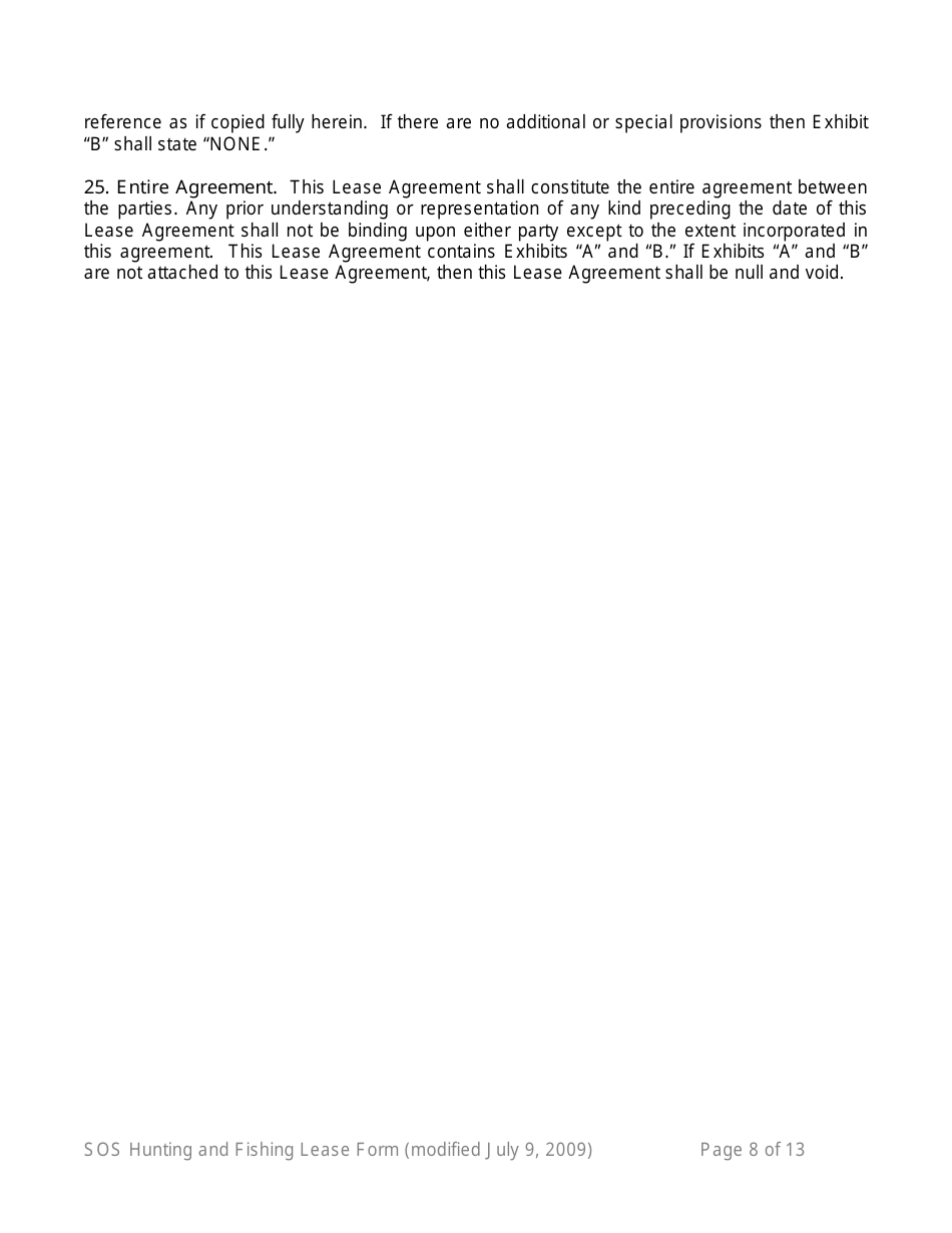 Hunting and Fishing Lease Form - 16th Section Public School Trust Land - Mississippi, Page 8