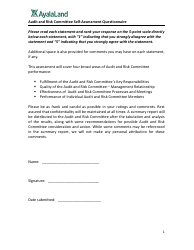 Document preview: Audit and Risk Committee Self-assessment Questionnaire Form - Ayalaland - Philippines