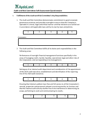 Audit and Risk Committee Self-assessment Questionnaire Form - Ayalaland - Philippines, Page 2