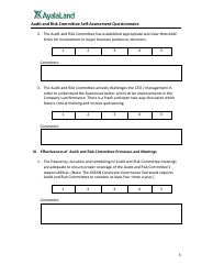 Audit and Risk Committee Self-assessment Questionnaire Form - Ayalaland - Philippines, Page 5