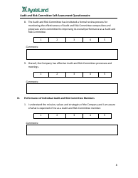 Audit and Risk Committee Self-assessment Questionnaire Form - Ayalaland - Philippines, Page 8