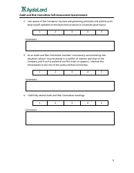 Audit and Risk Committee Self-assessment Questionnaire Form - Ayalaland - Philippines, Page 9