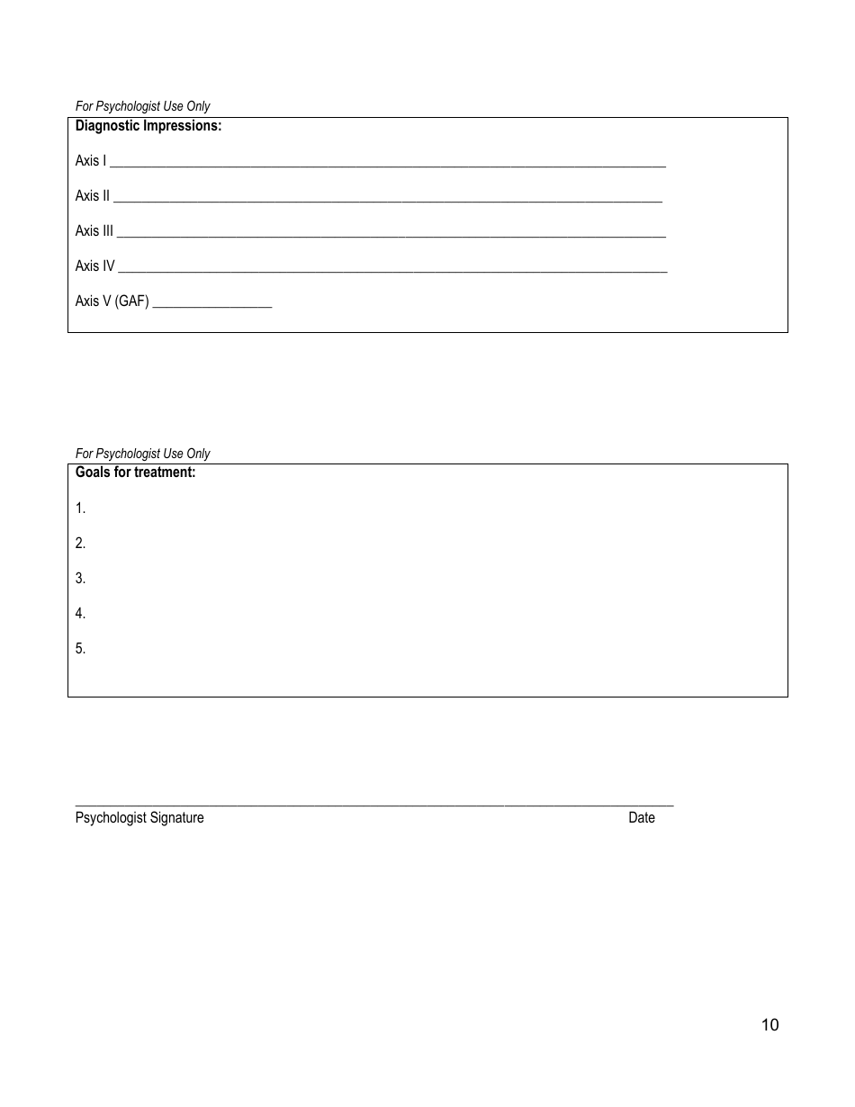 Children / Adolescentes Biopsychosocial Assessment Form - Agape Family Counseling, Page 10