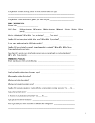 Children/Adolescentes Biopsychosocial Assessment Form - Agape Family Counseling, Page 2