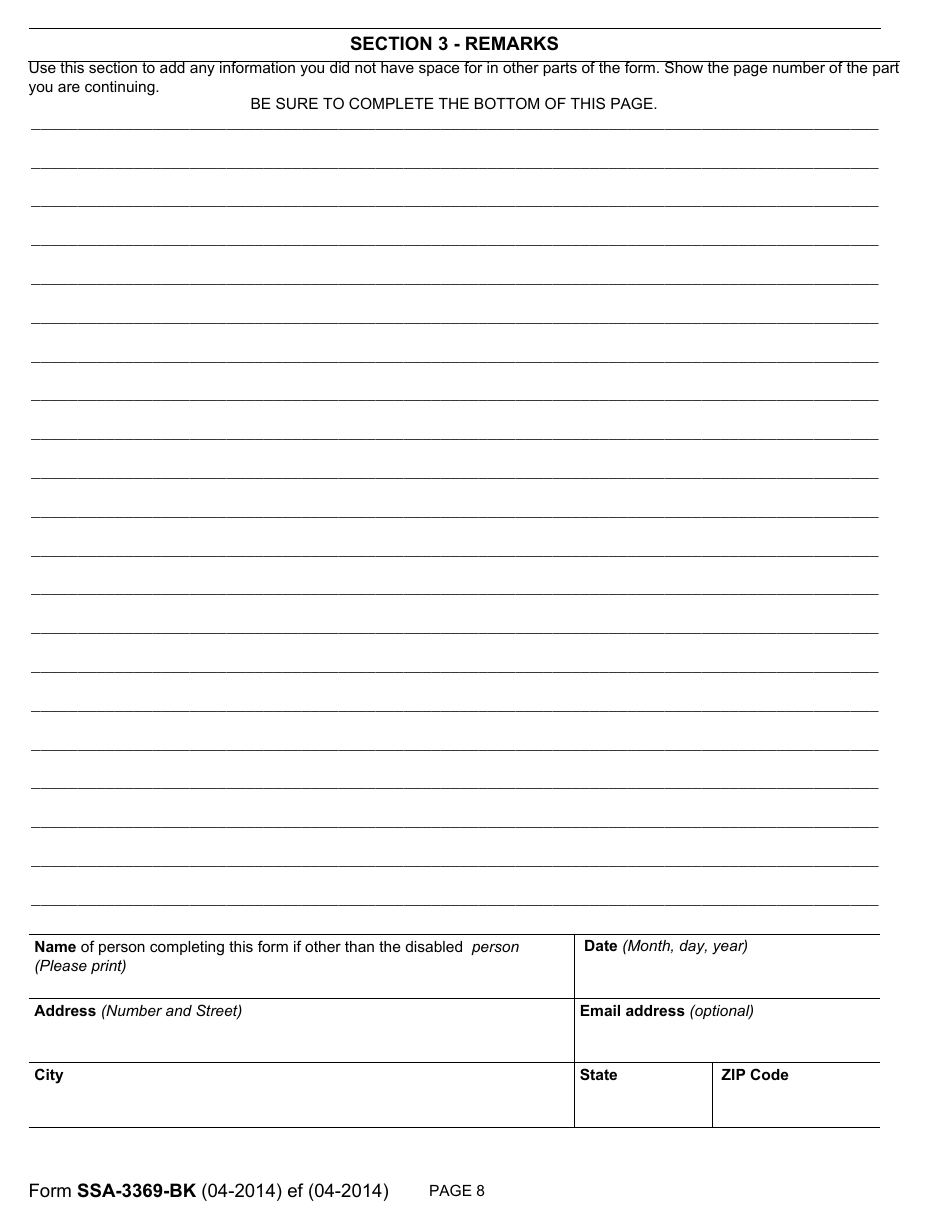 Form SSA 3369 BK Fill Out Sign Online And Download Fillable PDF Templateroller