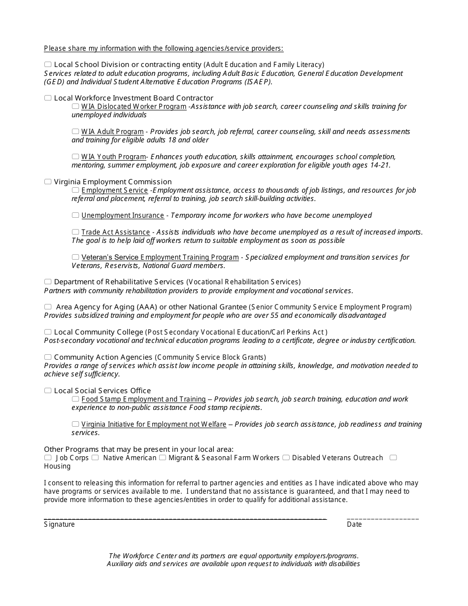 Client Intake Form - Virginia Workforce Network - Virginia, Page 2