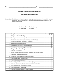 Document preview: Anxiety Symptoms Questionnaire Form