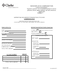Document preview: Non-employee Compensation Check Request Form - Clarke University