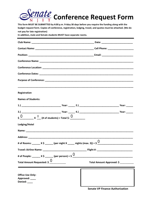 Conference Request Form - Njit Senate