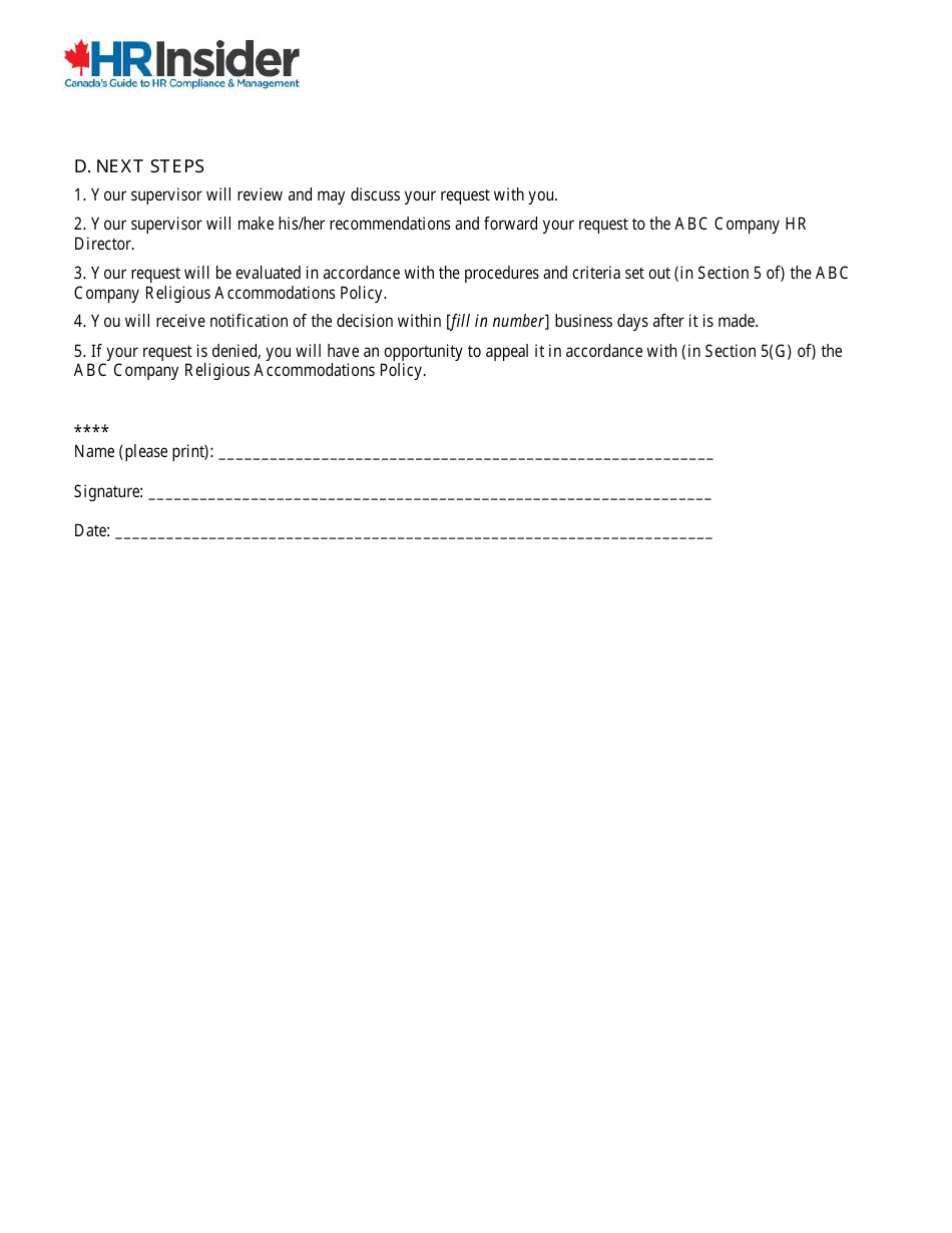 Religious Accommodations Request Form - Hrinsider, Page 3