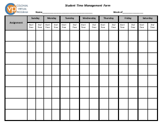 Document preview: Student Time Management Form - Colonial Virtual Program