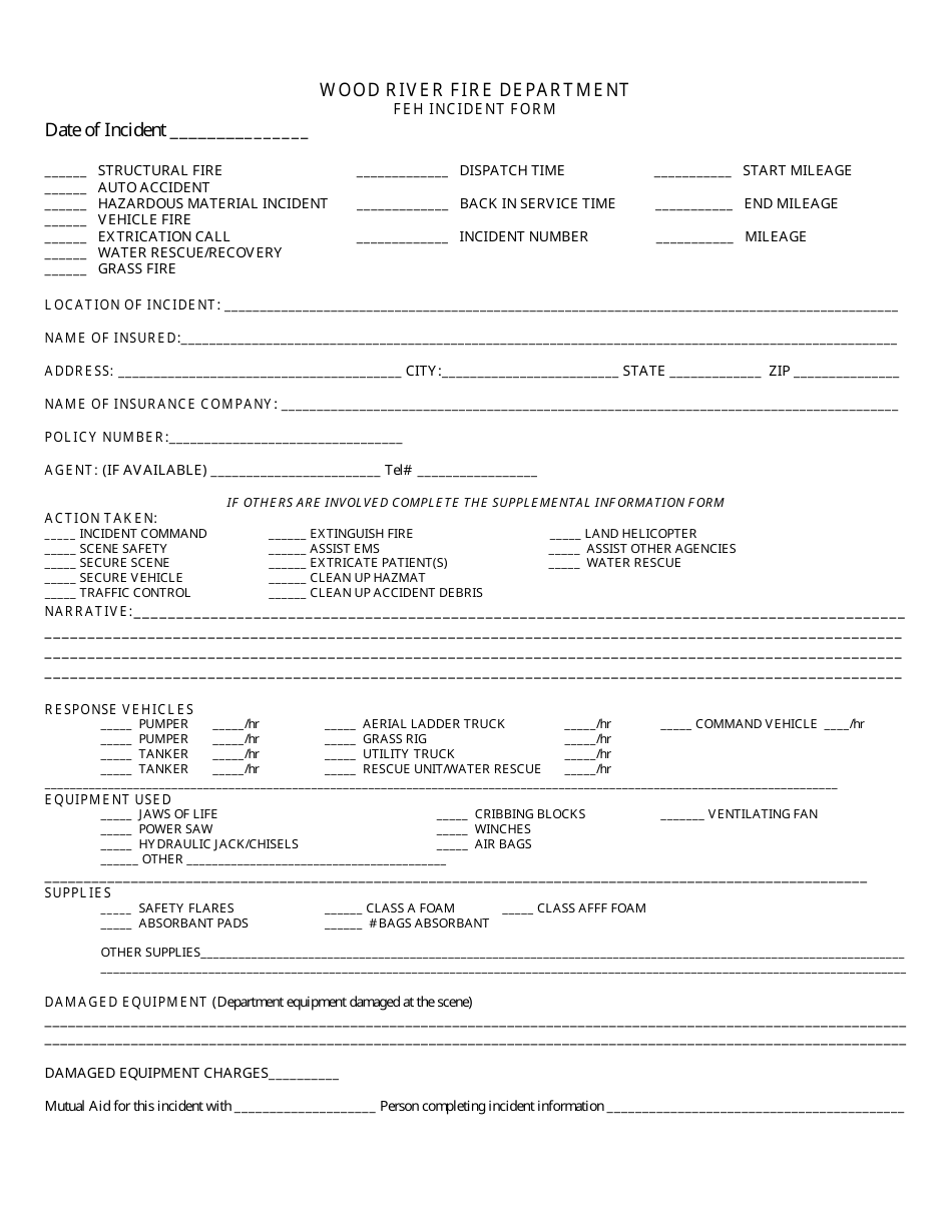 City of Wood River, Nebraska Feh Incident Form - Fill Out, Sign Online ...