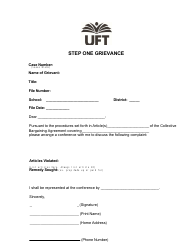 Step One Grievance Form - Uft Solidarity