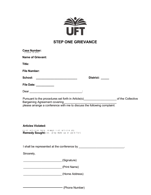 Step One Grievance Form - Uft Solidarity
