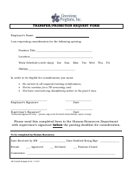 Document preview: Transfer/Promotion Request Form - Greystone Programs, Inc