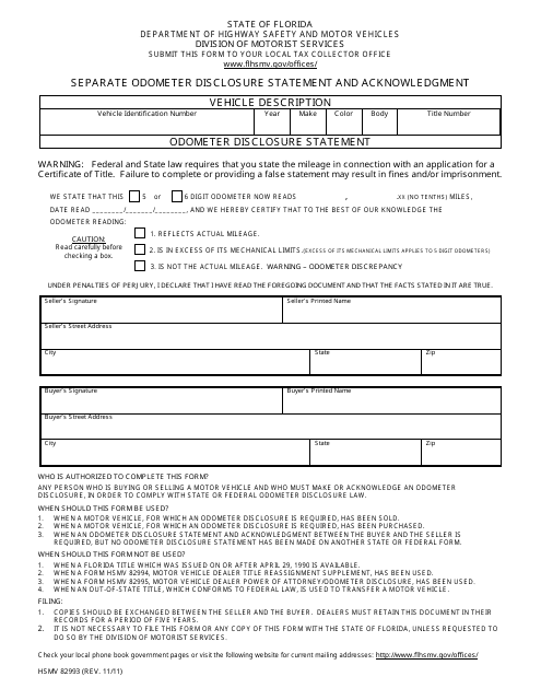 separate odometer disclosure statement