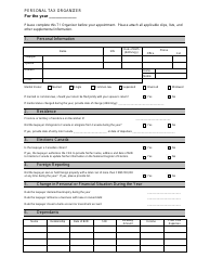 Document preview: Personal Tax Organizer Template