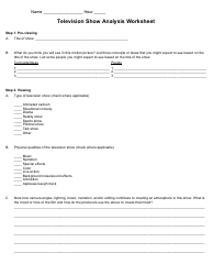Document preview: Television Show Analysis Worksheet