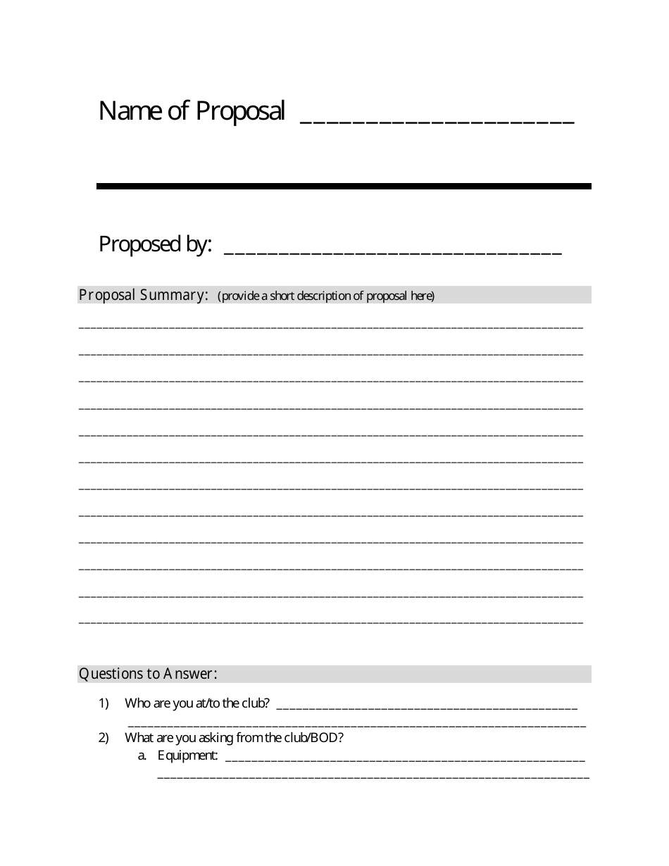 Proposal Template Download Fillable PDF | Templateroller