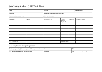 Document preview: Job Safety Analysis (Jsa) Spreadsheet Template