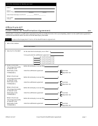 Document preview: Official Form 427 Cover Sheet for Reaffirmation Agreement