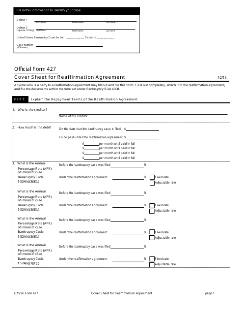 Official Form 427  Printable Pdf