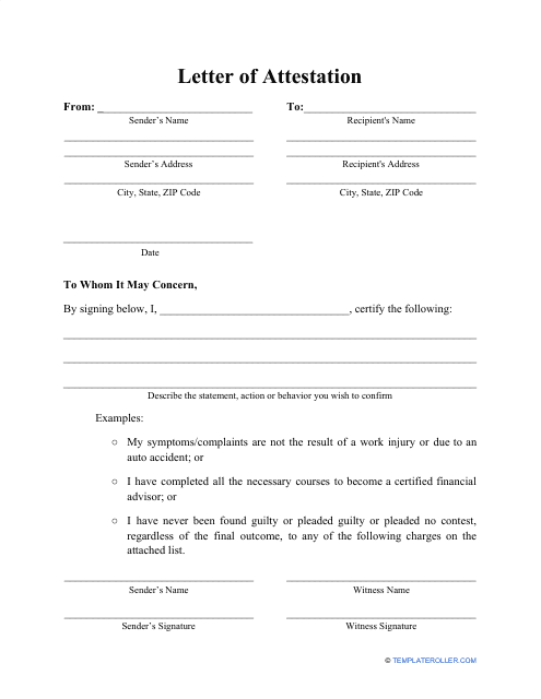 Printable Blank Attestation Form Printable Forms Free Online