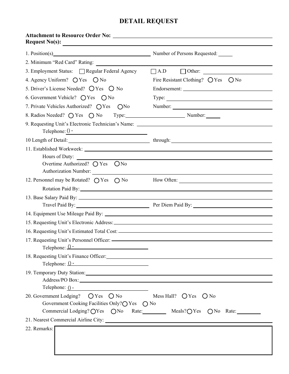 Detail Request Form - Fill Out, Sign Online and Download PDF ...