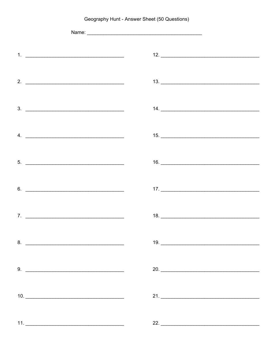 Printable Answer Sheet 150 Find Answers To Popular Questions.