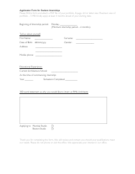 Document preview: Student Internship Form