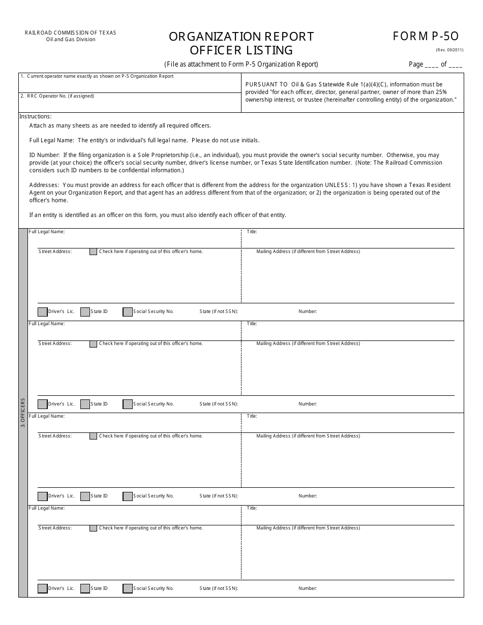 Form P-5 Organization Report - Texas, Page 3