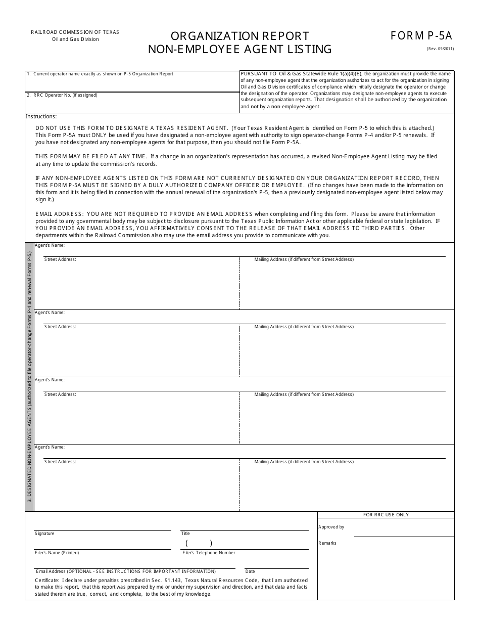 Form P-5 Organization Report - Texas, Page 4