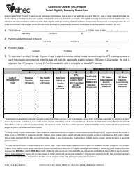 Document preview: DHEC Form 1146 Vaccines for Children (Vfc) Program Patient Eligibility Screening Record Form - South Carolina