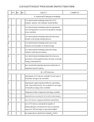 Lockout/Tagout Procedure Inspection Form, Page 2