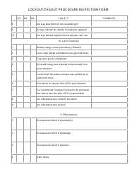 Lockout/Tagout Procedure Inspection Form, Page 3