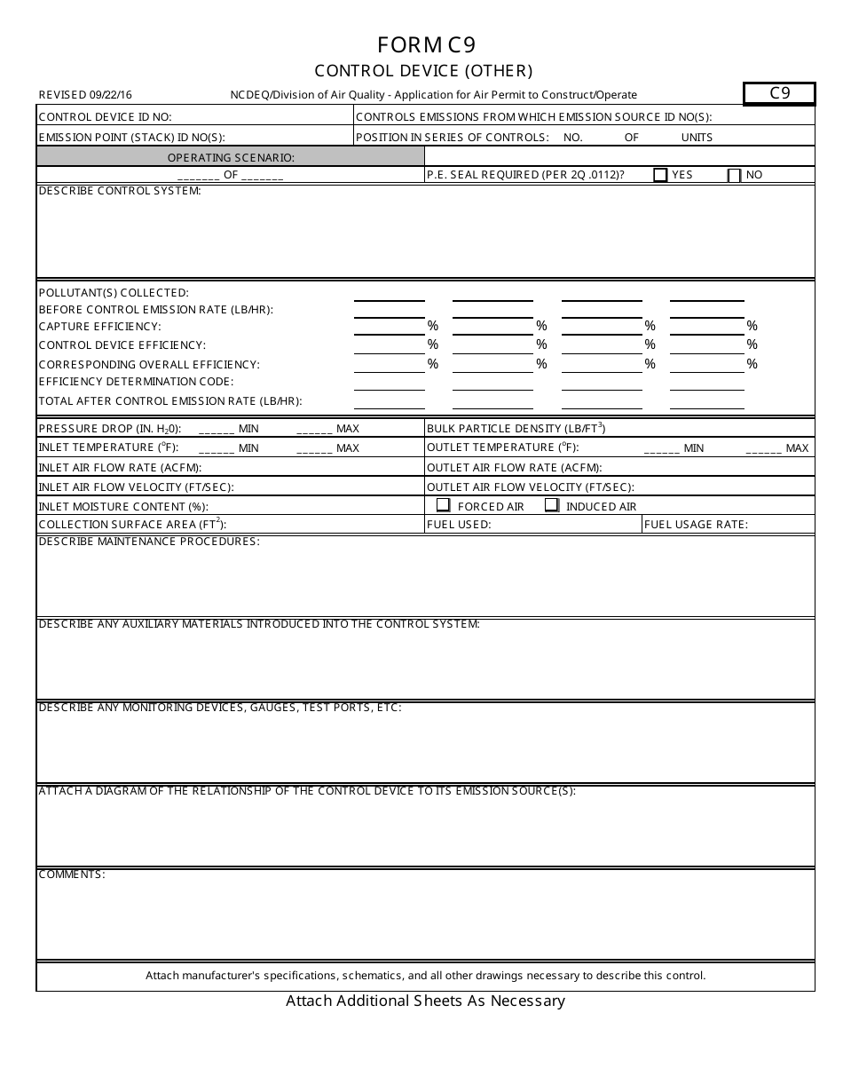 Form C9 - Fill Out, Sign Online and Download Fillable PDF, North ...