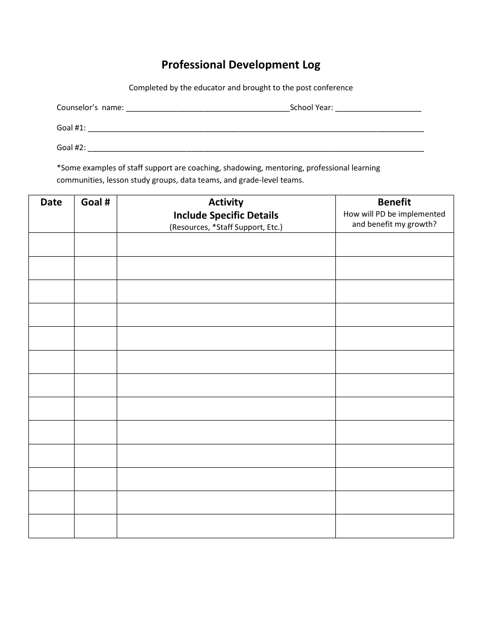 Professional Development Log Template - A Useful Tool to Track and Enhance Your Professional Growth