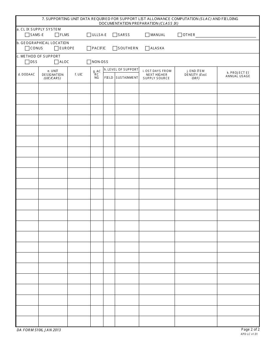 DA Form 5106 - Fill Out, Sign Online and Download Fillable PDF ...