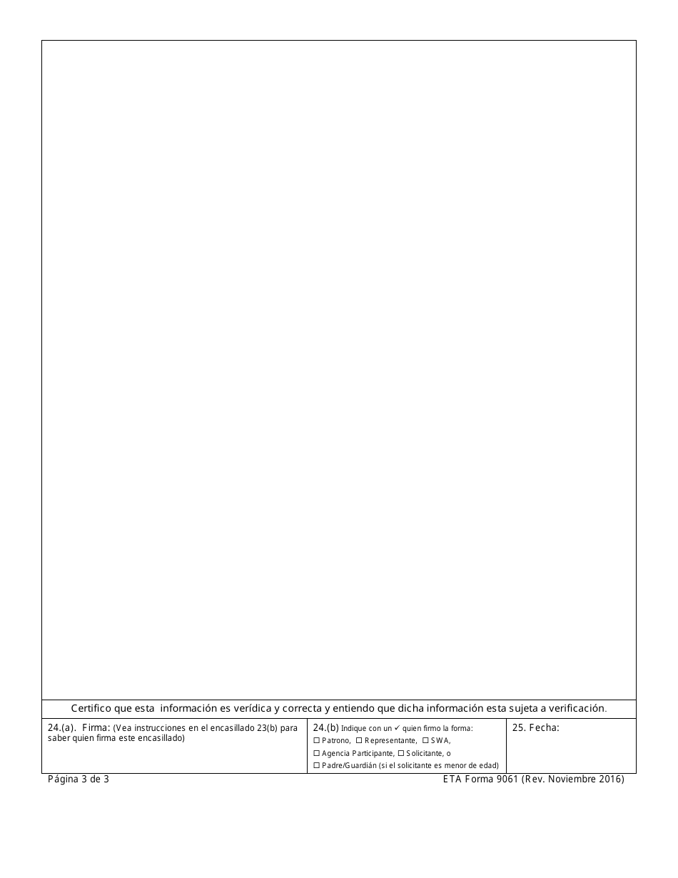 ETA Formulario 9061 Individual Characteristics Form (Icf) Work Opportunity Tax Credit (Spanish), Page 3